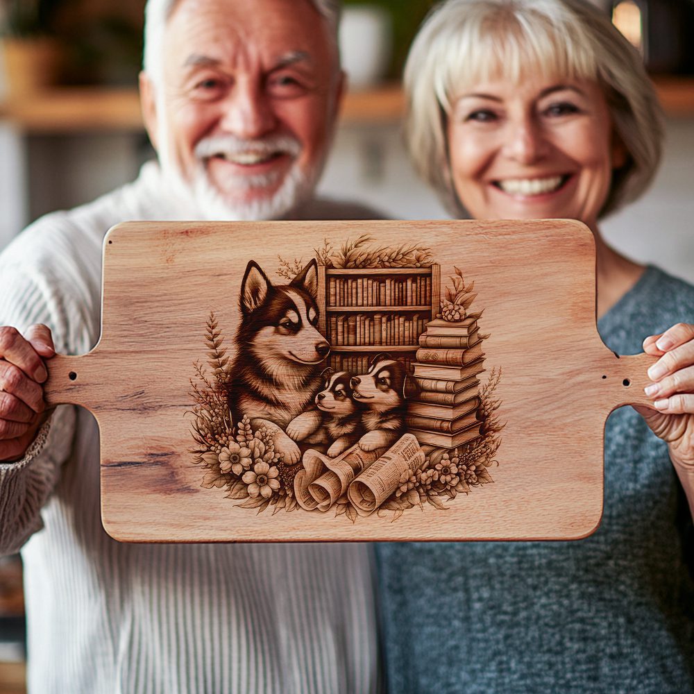 Charcuterie Board Engraving File, Family Dog, Books, Kitchen Decor, Gift Design - Imagen 4