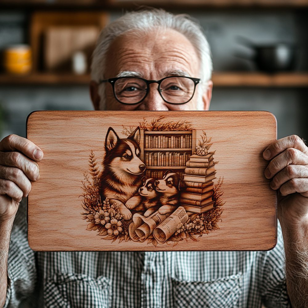 Charcuterie Board Engraving File, Family Dog, Books, Kitchen Decor, Gift Design - Imagen 5