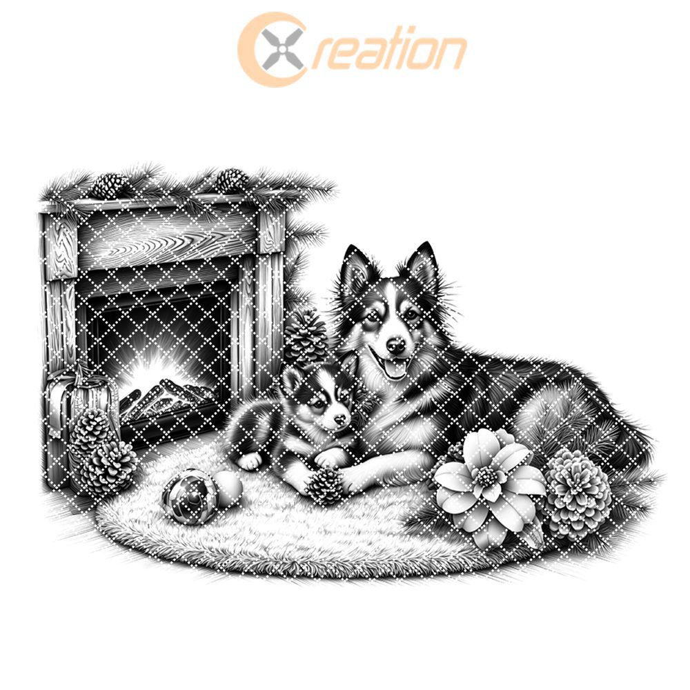 Charcuterie Board Engraving File, Family Dog by Fireplace, Holiday Kitchen Decor – Bild 7