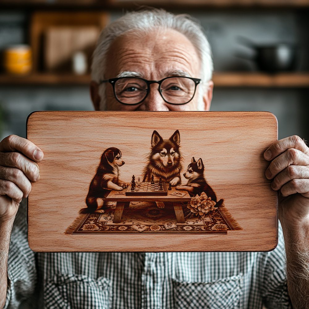 Charcuterie Board Engraving File, Family Dog Chess Design, Unique Kitchen Decor - immagine 2