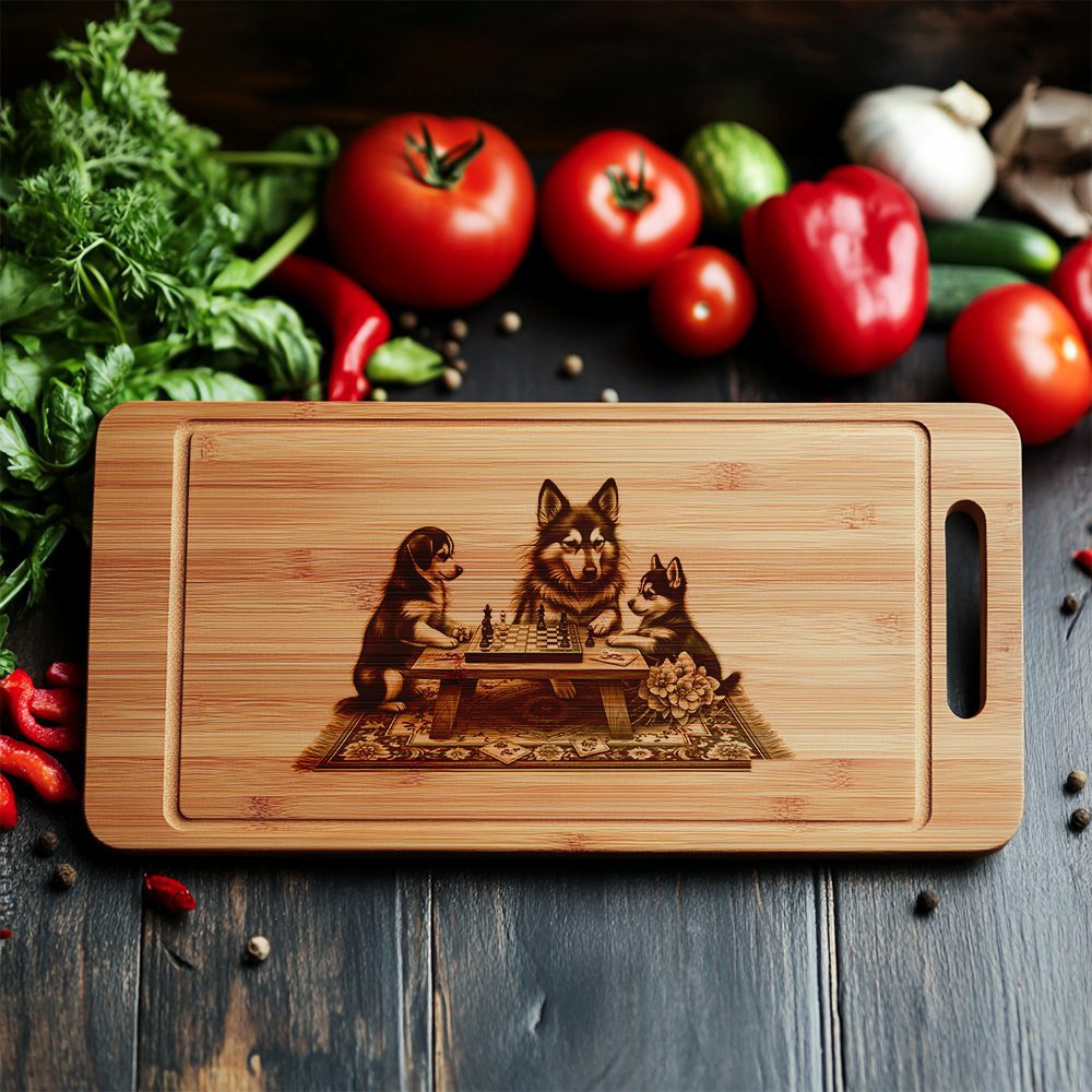 Charcuterie Board Engraving File, Family Dog Chess Design, Unique Kitchen Decor - immagine 4