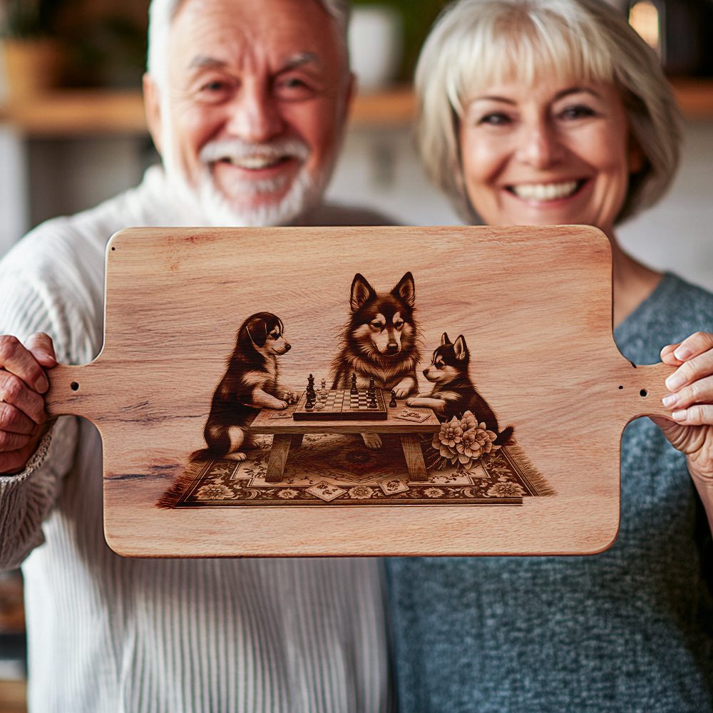 Charcuterie Board Engraving File, Family Dog Chess Design, Unique Kitchen Decor - immagine 5
