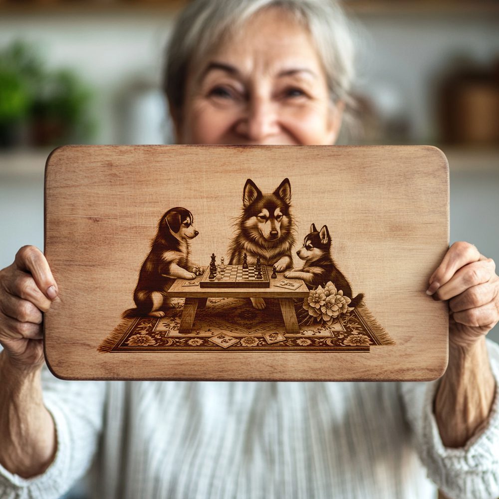 Charcuterie Board Engraving File, Family Dog Chess Design, Unique Kitchen Decor - immagine 6