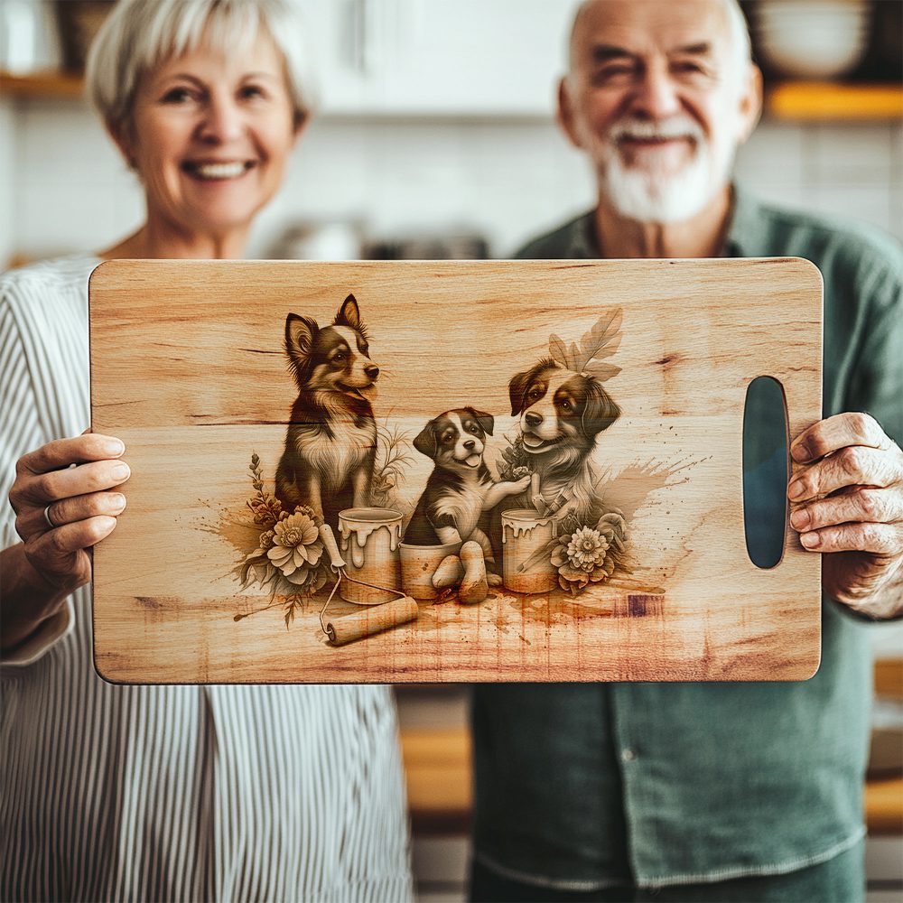 Charcuterie Board Engraving File, Family Dog Flowers, Painted Kitchen Gift Decor - Imagen 4