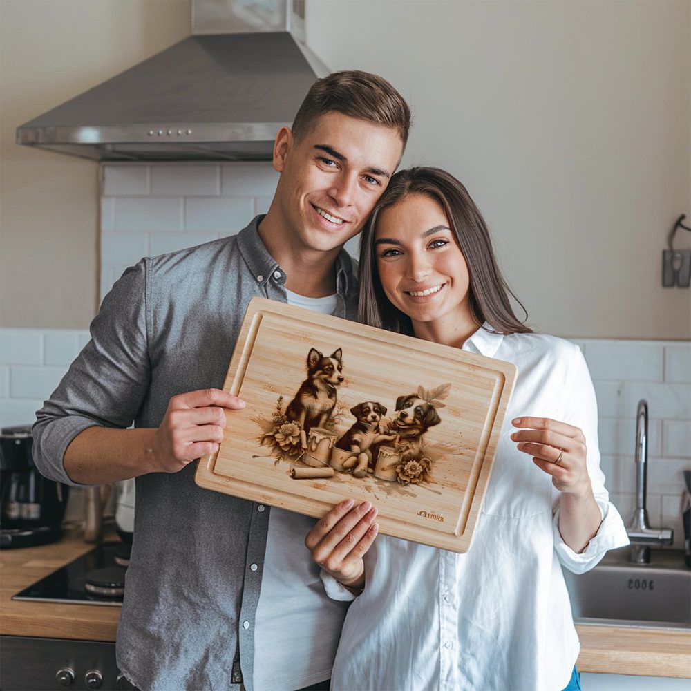 Charcuterie Board Engraving File, Family Dog Flowers, Painted Kitchen Gift Decor - Imagen 5