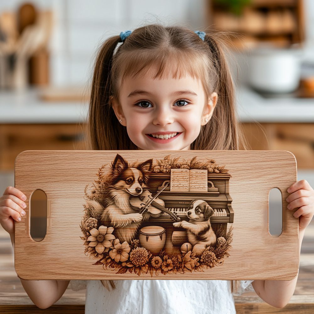 Charcuterie Board Engraving File, Family Dog Piano Violin, Unique Kitchen Decor – Bild 2