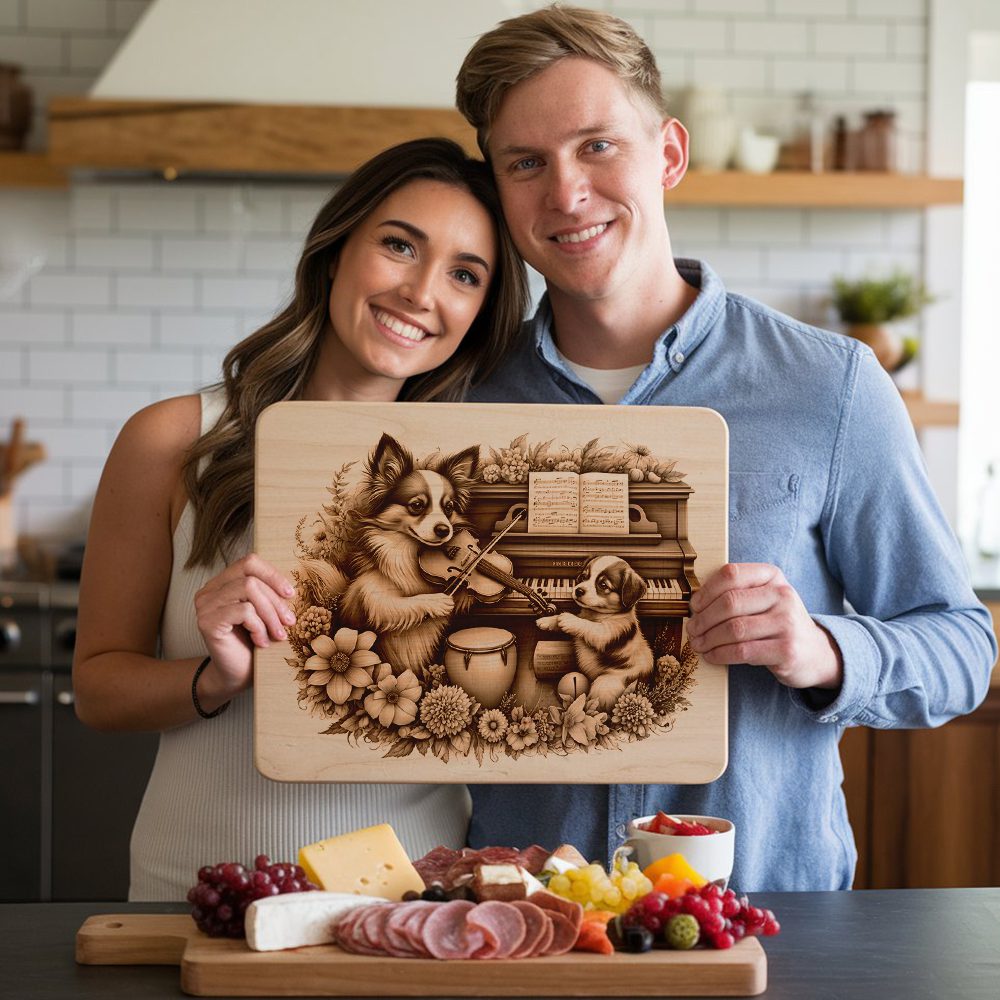 Charcuterie Board Engraving File, Family Dog Piano Violin, Unique Kitchen Decor – Bild 3