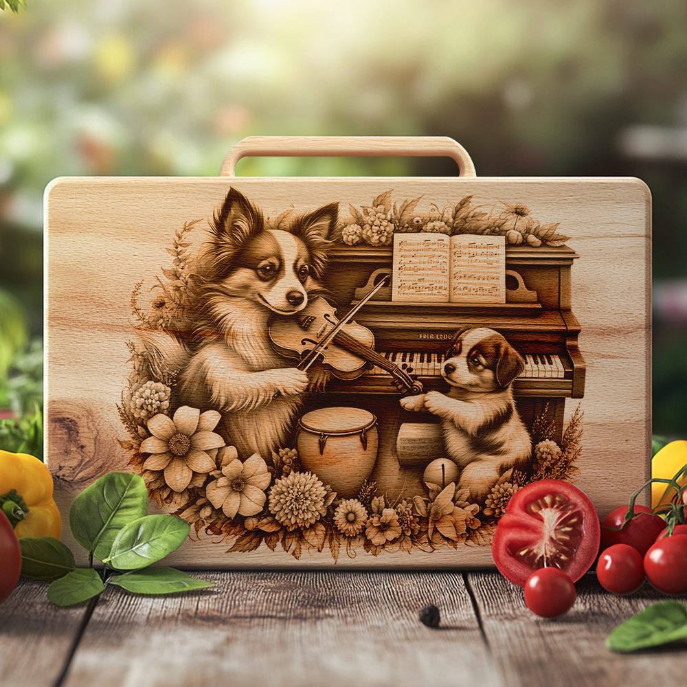 Charcuterie Board Engraving File, Family Dog Piano Violin, Unique Kitchen Decor – Bild 4