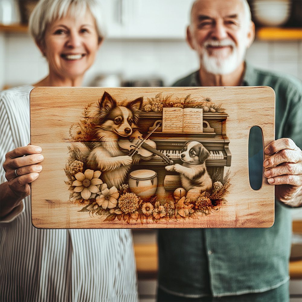 Charcuterie Board Engraving File, Family Dog Piano Violin, Unique Kitchen Decor – Bild 5