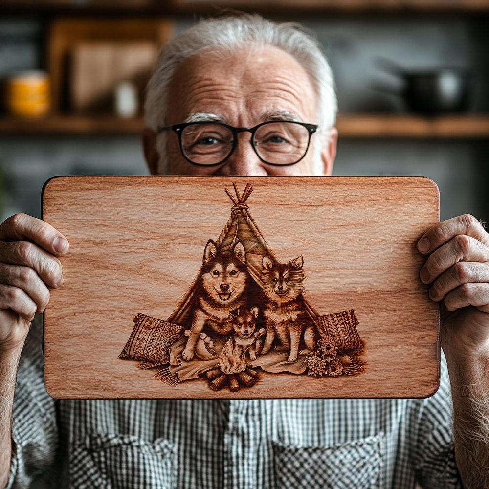 Charcuterie Board Engraving File, Family Dog Teepee Design, Rustic Kitchen Decor – Bild 3