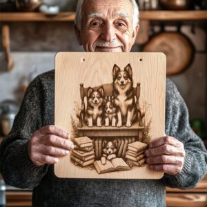 Charcuterie Board Engraving File, Family Dog with Books
