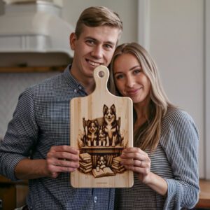 Charcuterie Board Engraving File, Family Dog with Books