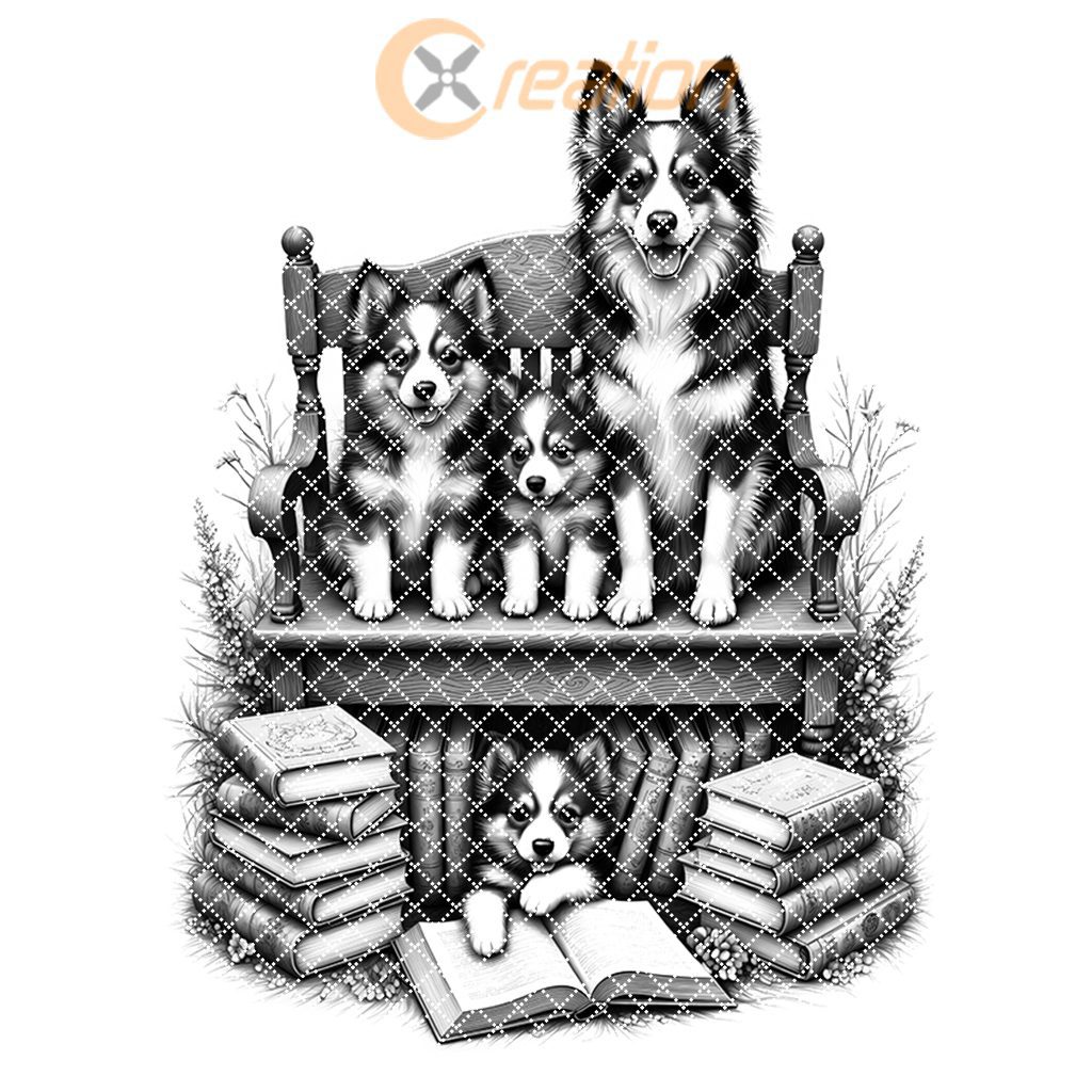 Charcuterie Board Engraving File, Family Dog with Books