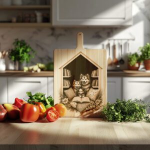 Charcuterie Board Engraving File, Huskies Family Reading Design,