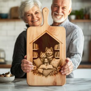 Charcuterie Board Engraving File, Huskies Family Reading Design,