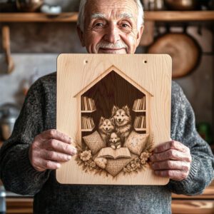 Charcuterie Board Engraving File, Huskies Family Reading Design,