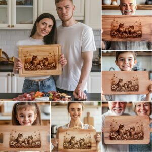 Charcuterie Board Engraving Files, Cat Family Bundle, Kitchen
