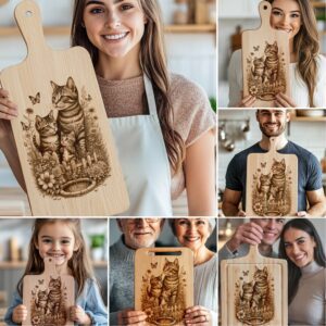 Charcuterie Board Engraving Files, Cat Family Bundle, Kitchen