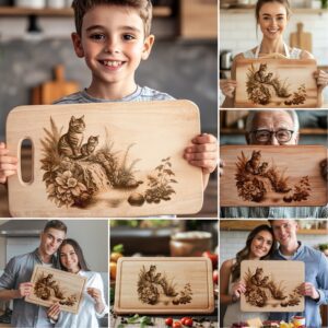 Charcuterie Board Engraving Files, Cat Family Bundle, Kitchen