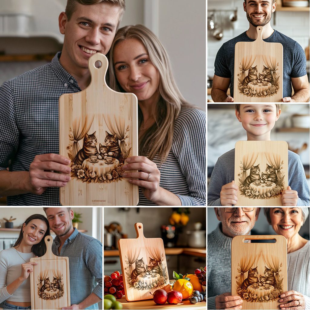 Charcuterie Board Laser Engraving Designs, Cat Family Kitchen