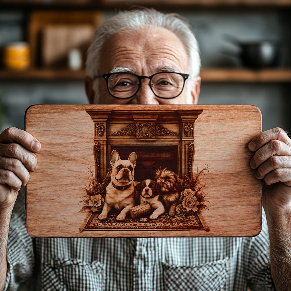 Charcuterie Board Laser Engraving File, Dog by Fireplace, Personalized Kitchen Decor - immagine 3