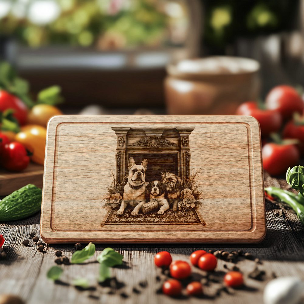 Charcuterie Board Laser Engraving File, Dog by Fireplace, Personalized Kitchen Decor - immagine 4