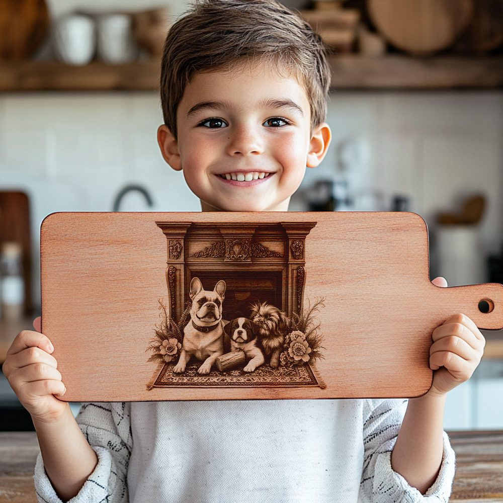 Charcuterie Board Laser Engraving File, Dog by Fireplace, Personalized Kitchen Decor - immagine 5