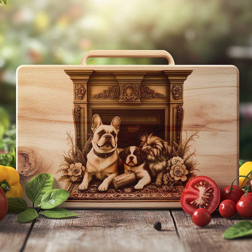 Charcuterie Board Laser Engraving File, Dog by Fireplace, Personalized Kitchen Decor - immagine 6