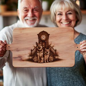 Charcuterie Board Laser Engraving File, Dog Clock Design,