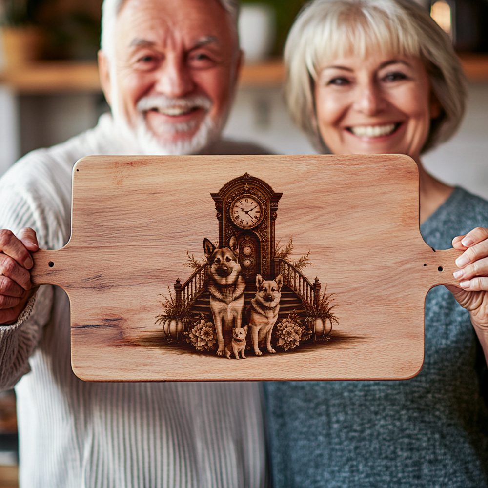 Charcuterie Board Laser Engraving File, Dog Clock Design,