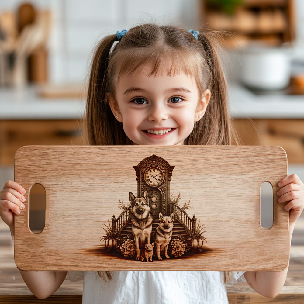 Charcuterie Board Laser Engraving File, Dog Clock Design,
