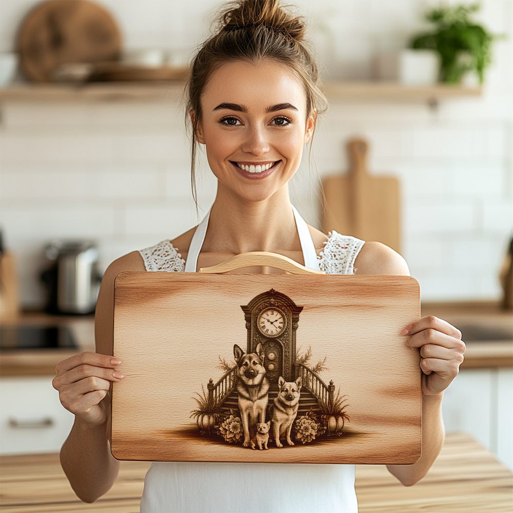 Charcuterie Board Laser Engraving File, Dog Clock Design,