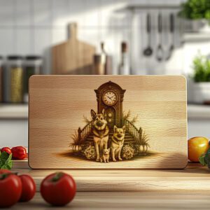 Charcuterie Board Laser Engraving File, Dog Clock Design,