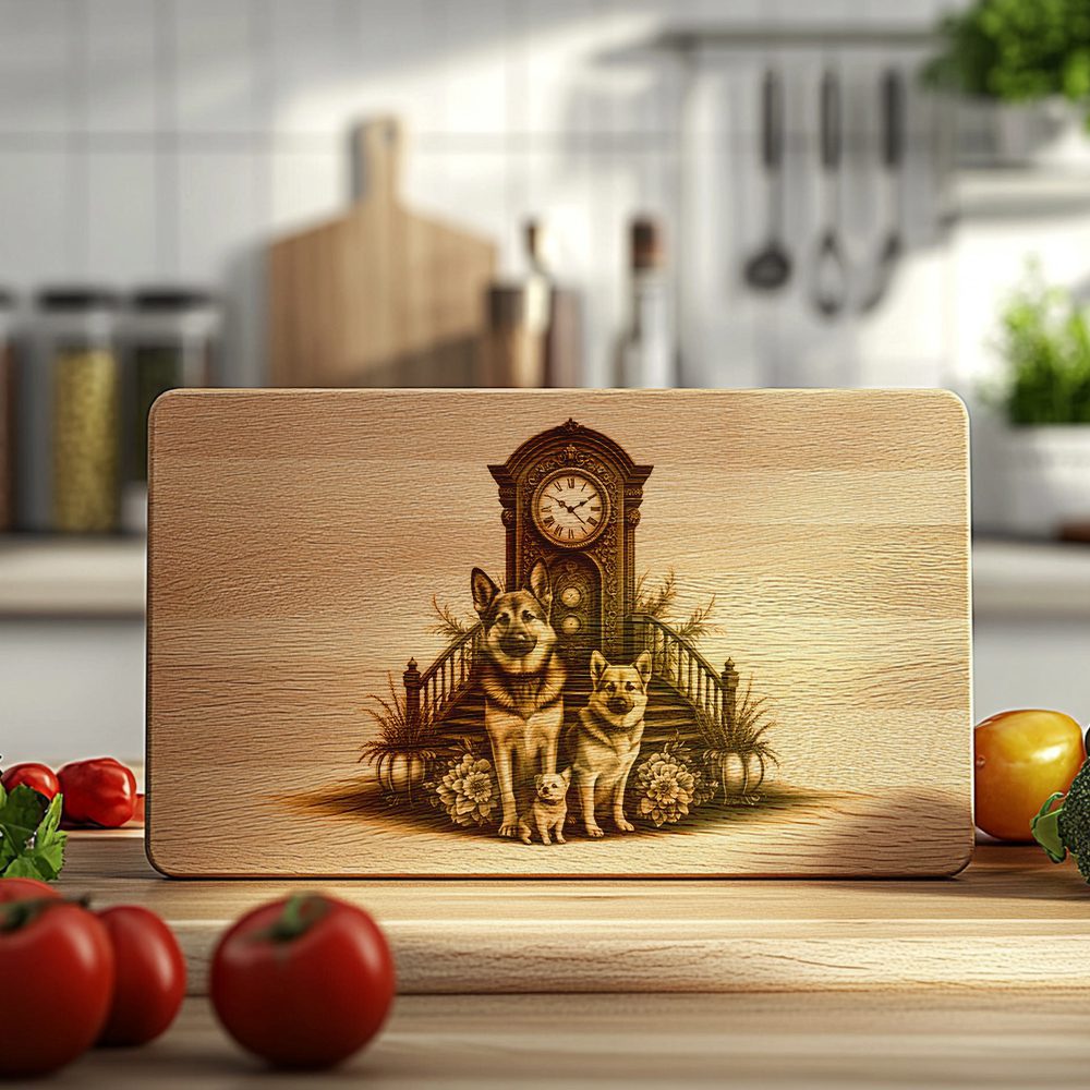 Charcuterie Board Laser Engraving File, Dog Clock Design,
