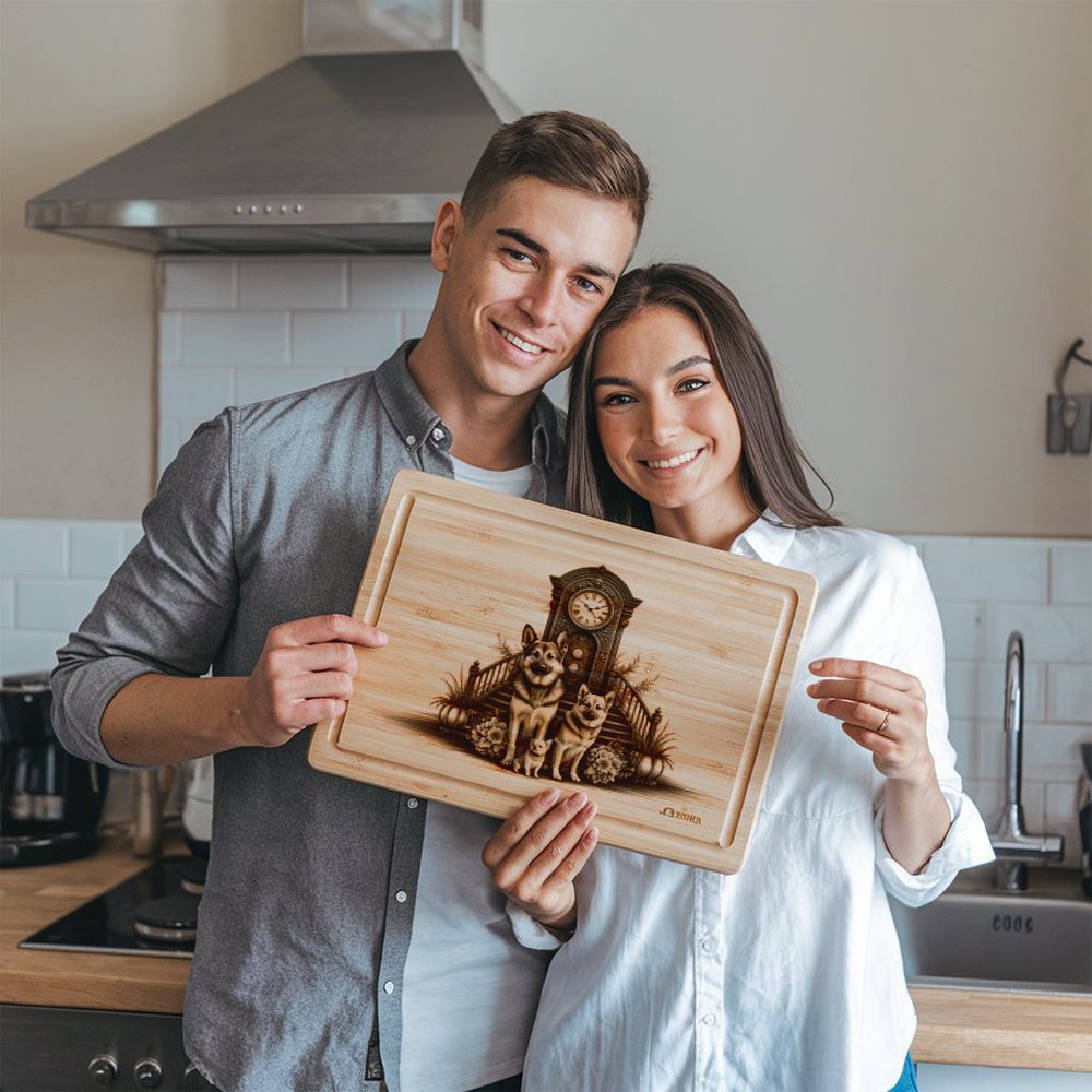 Charcuterie Board Laser Engraving File, Dog Clock Design,