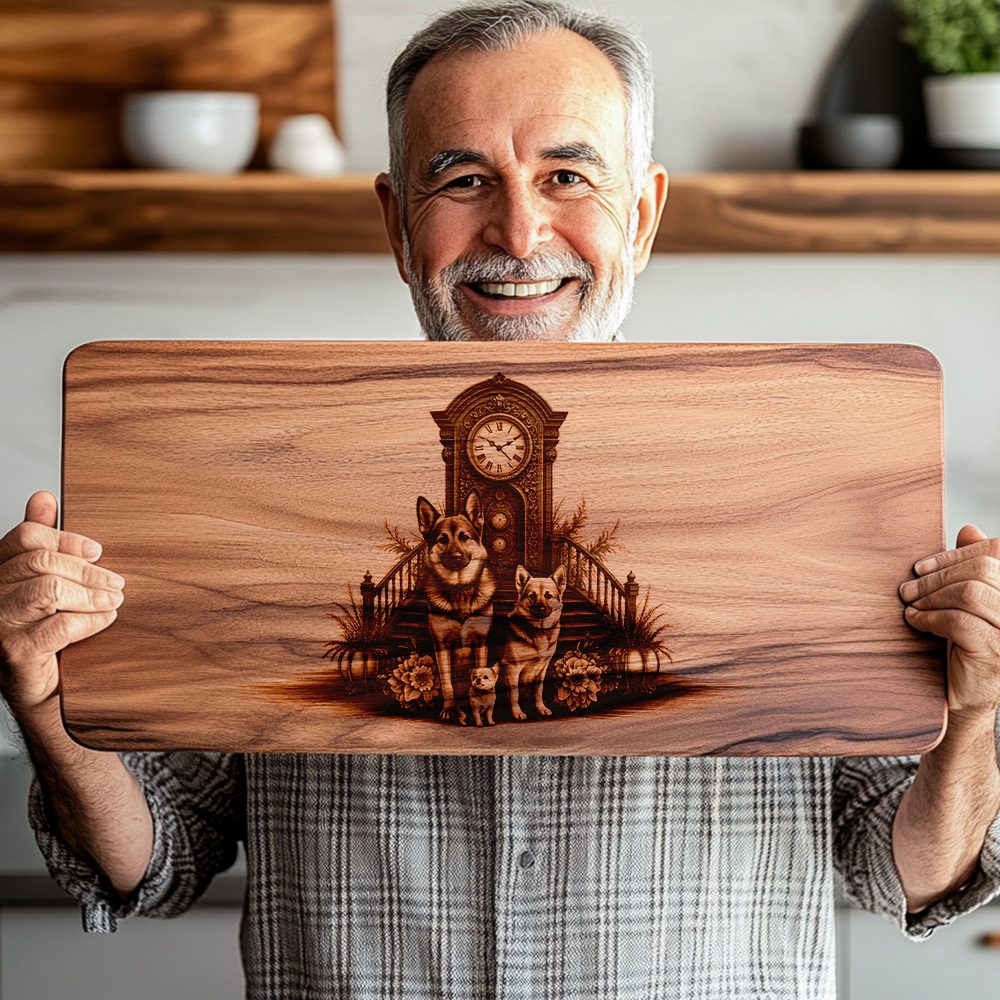 Charcuterie Board Laser Engraving File, Dog Clock Design,