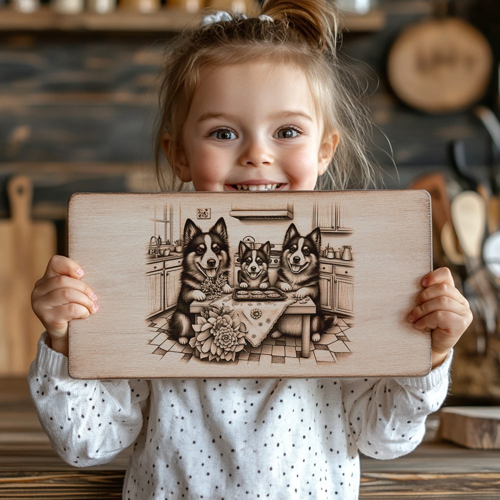 Charcuterie Board Laser Engraving File, Dog Family Kitchen Decor, Wood Pattern - immagine 2