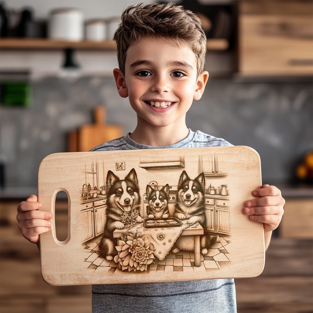 Charcuterie Board Laser Engraving File, Dog Family Kitchen Decor, Wood Pattern - immagine 4