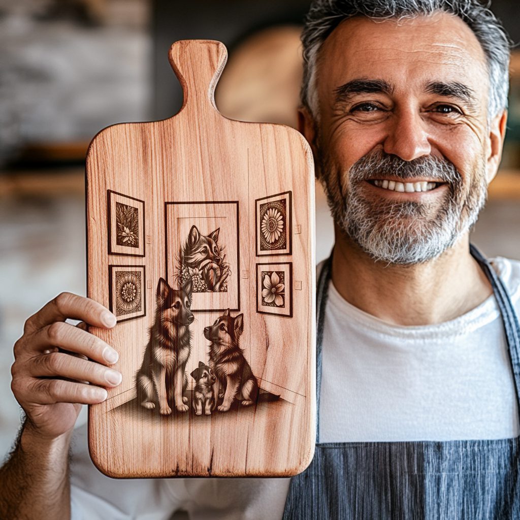 Charcuterie Board Laser Engraving File, Family Dog Art, Unique Kitchen Decor – Bild 4