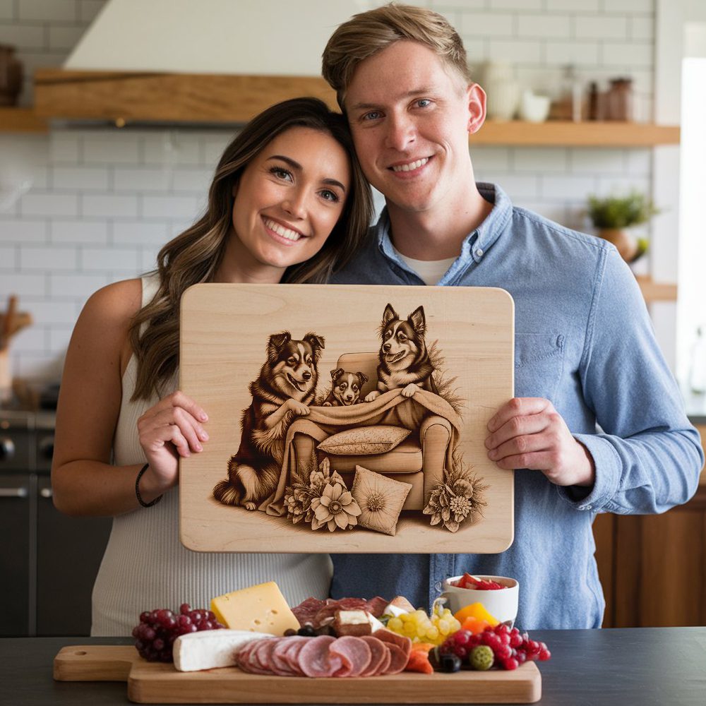 Charcuterie Board Laser Engraving File, Family Dog Couch Design, Kitchen Decor Gift – Bild 2