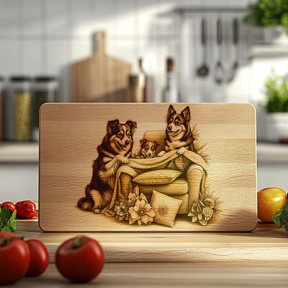 Charcuterie Board Laser Engraving File, Family Dog Couch Design, Kitchen Decor Gift – Bild 5