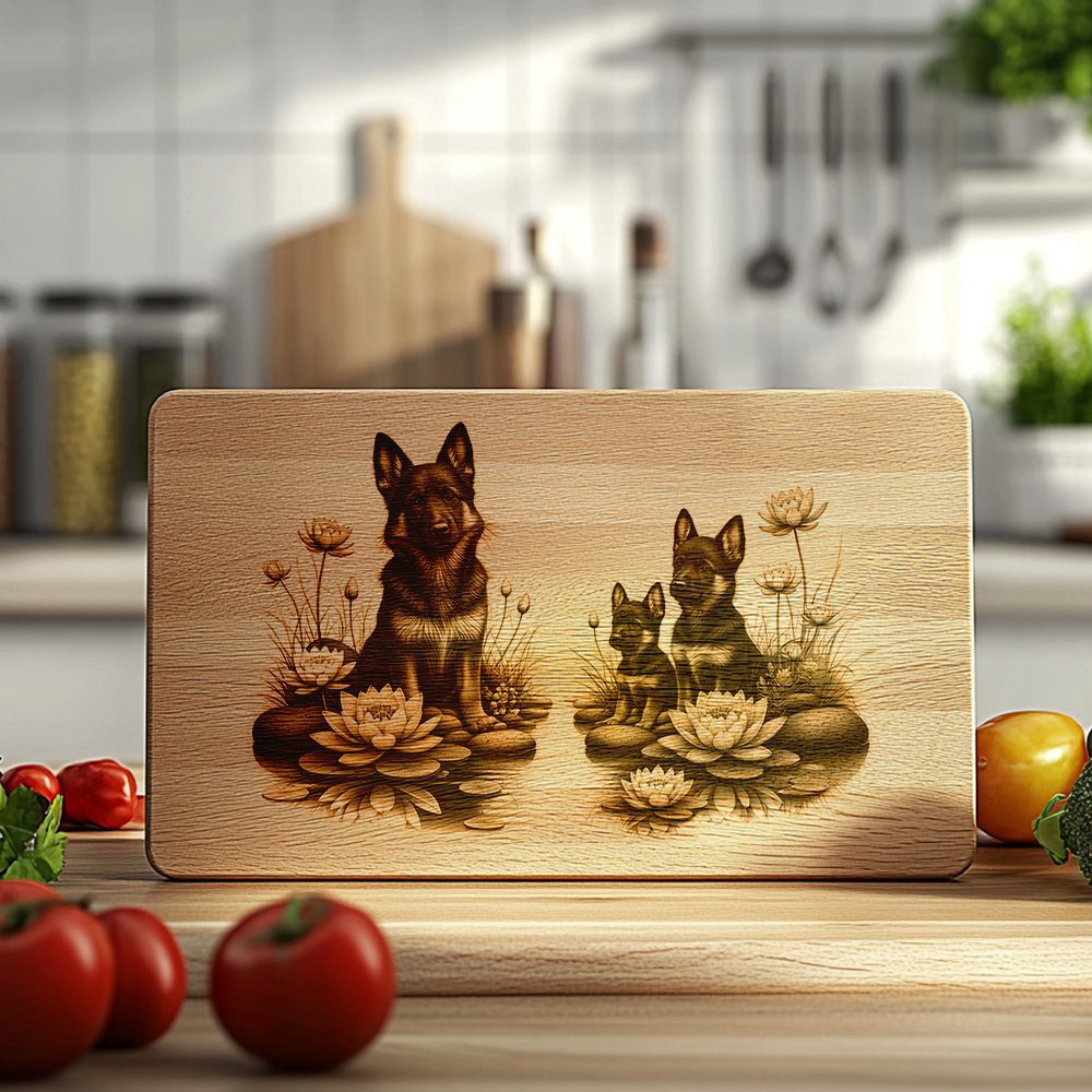 Charcuterie Board Laser Engraving File, German Shepherds Playing, Kitchen Decor – Bild 3
