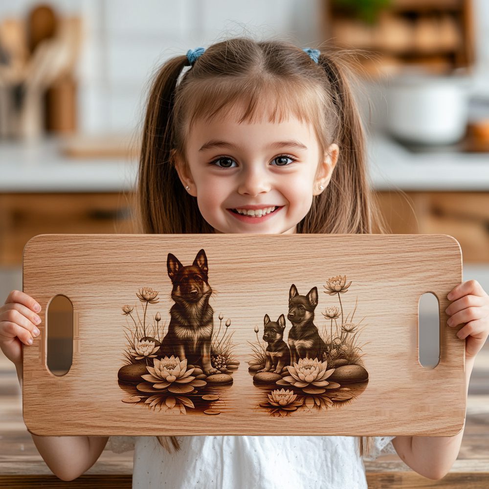 Charcuterie Board Laser Engraving File, German Shepherds Playing, Kitchen Decor – Bild 6