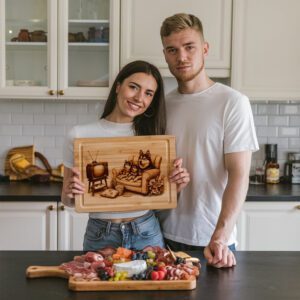 Charcuterie Board Laser Engraving File, Huskies on Couch,