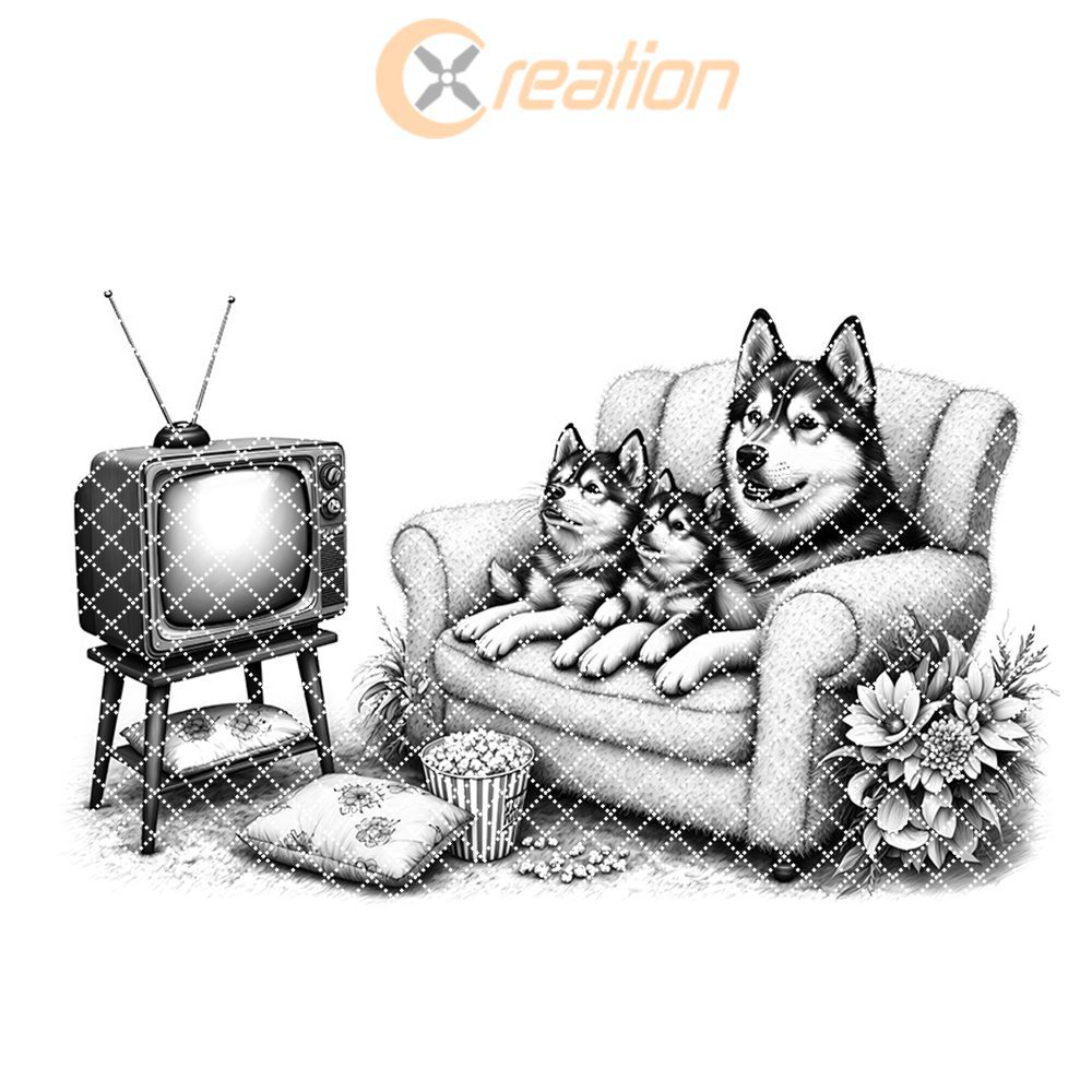 Charcuterie Board Laser Engraving File, Huskies on Couch,