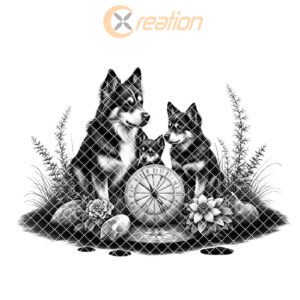 Charcuterie Board Laser Engraving File, Husky Family Compass,