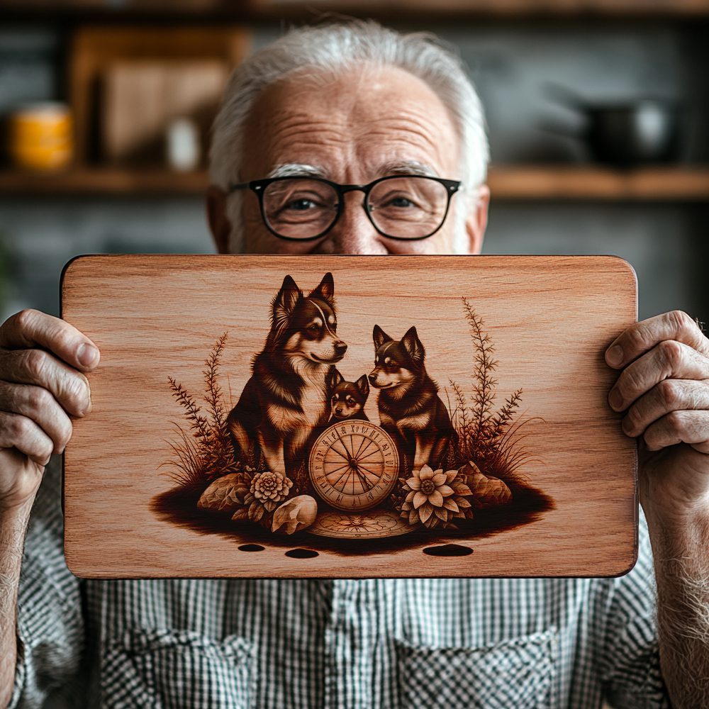 Charcuterie Board Laser Engraving File, Husky Family Compass,