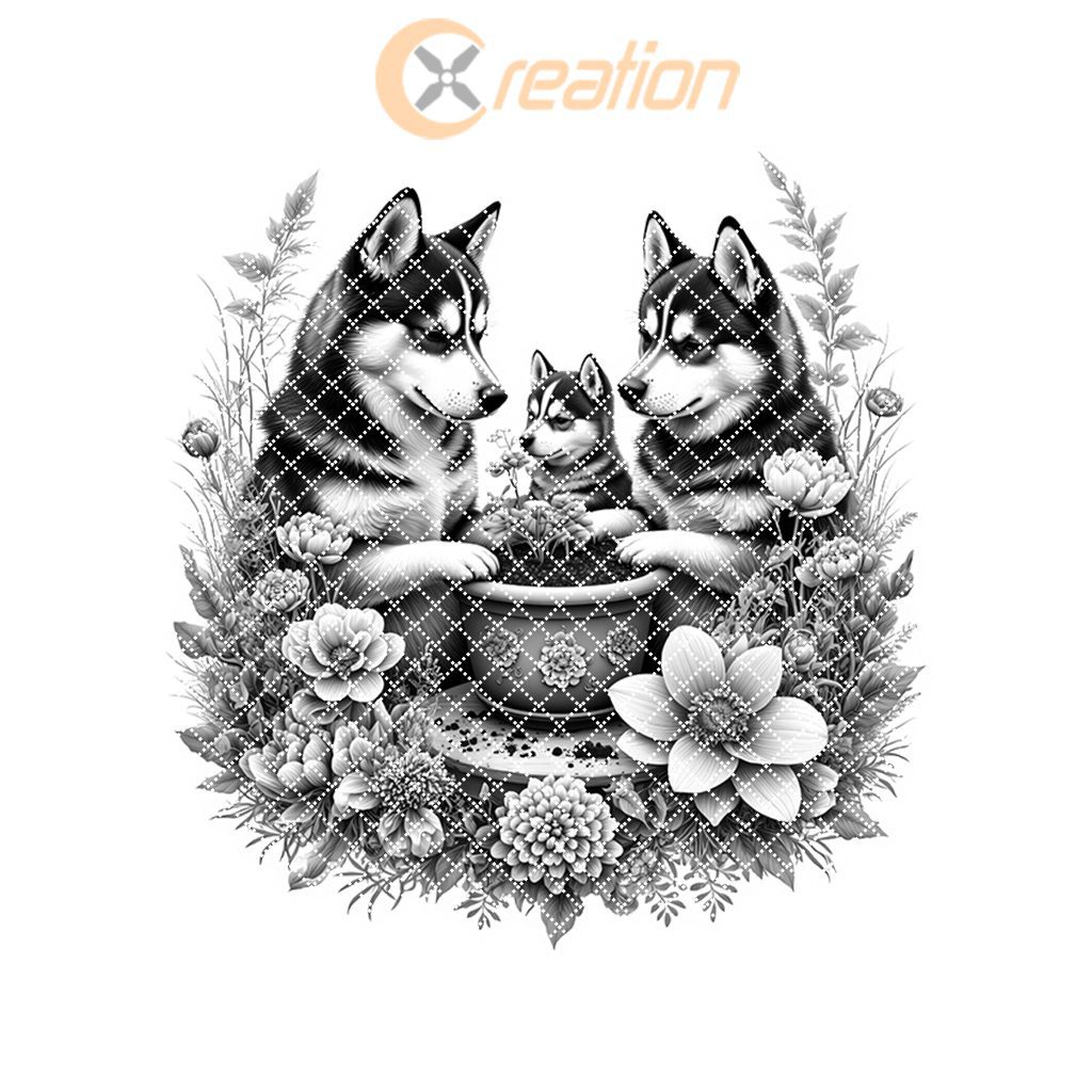 Charcuterie Board Laser Engraving File, Husky Family Floral Kitchen Decor Template – Bild 7