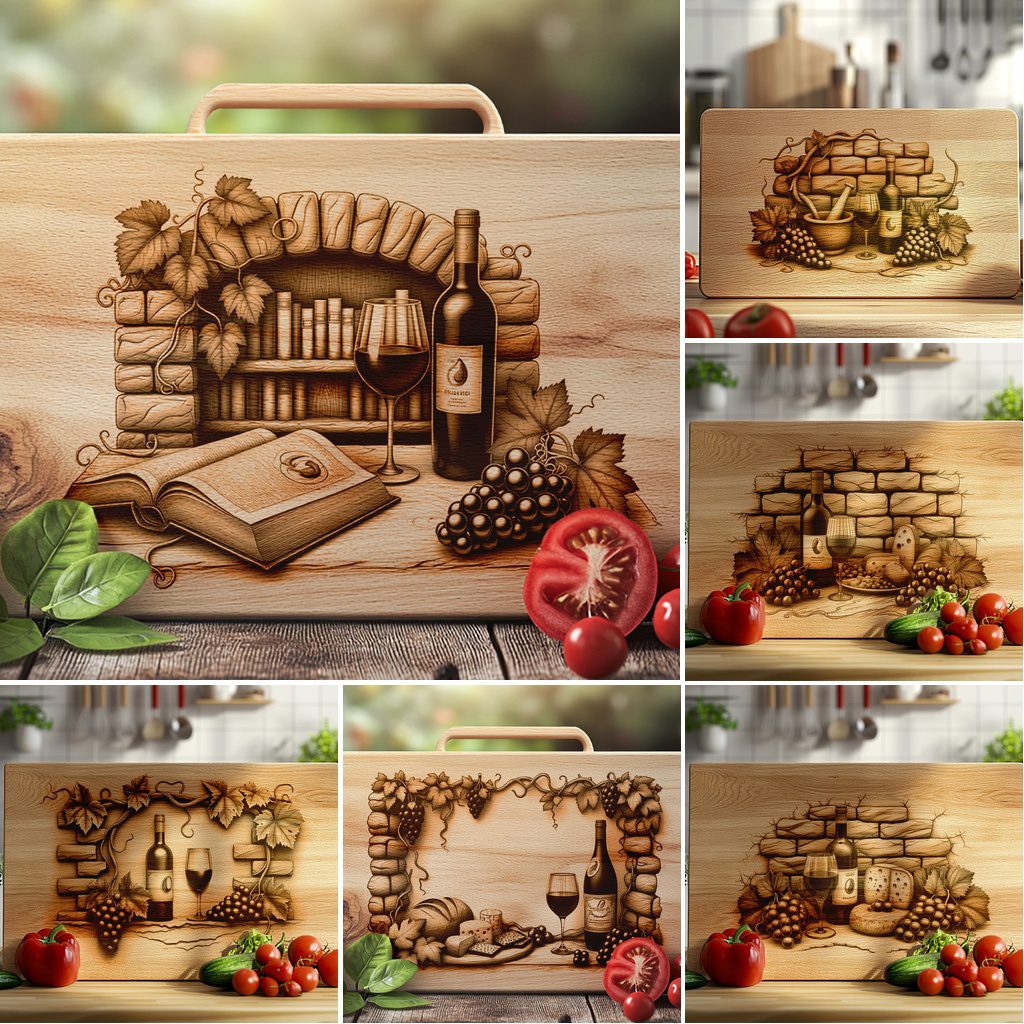 Laser Engraving Designs Bundle for Charcuterie Board, Retro