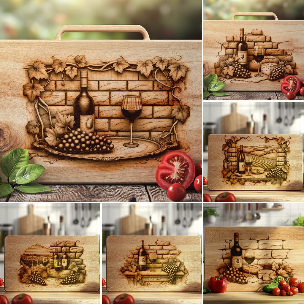Laser Engraving Designs Bundle for Charcuterie Boards, Retro